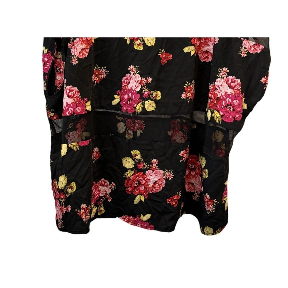 Torrid Womens Floral Mesh Panel Sheer Black Blouse Size 4X Lightweight Flowy Top - Picture 7 of 7